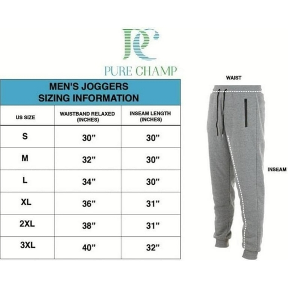PURE CHAMP Mens Fleece Active Athletic Workout Jogger Sweatpants - Picture 2 of 2